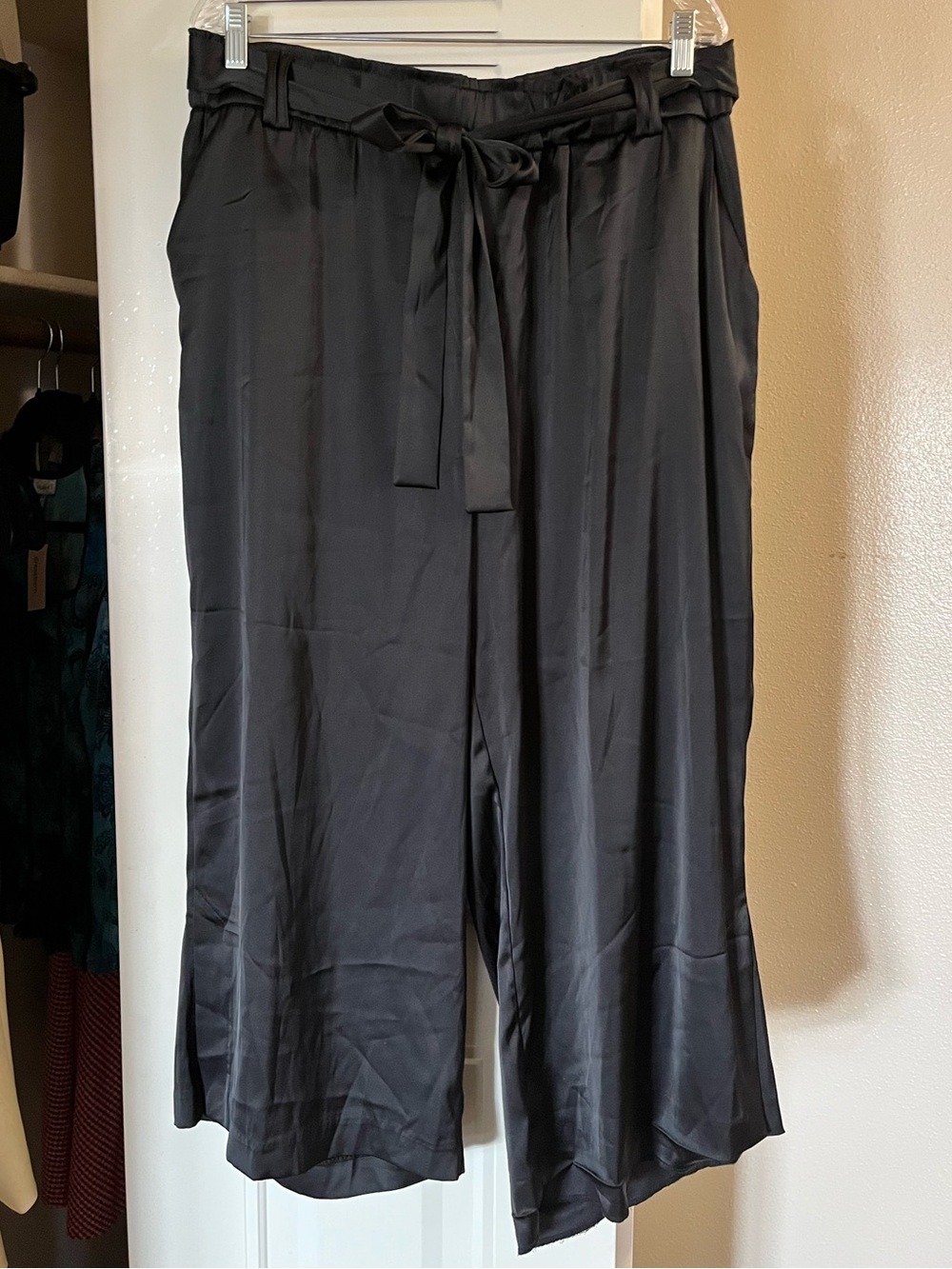 Joie Black Wide-Leg Paperbag Waist Tie Trousers